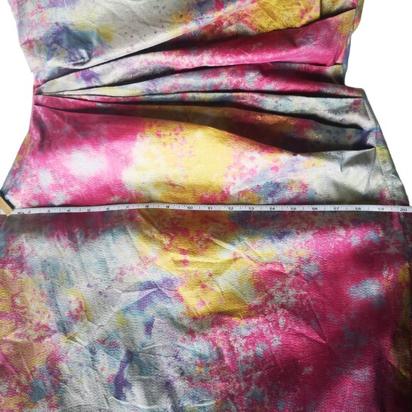 Flattering Teri Jon by Rickie Freeman Silver & Colourful Dress Size 12 - Picture 10 of 16